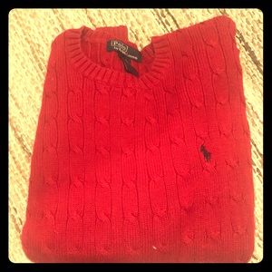 Polo Ralph Lauren Red Cable Knit Sweater